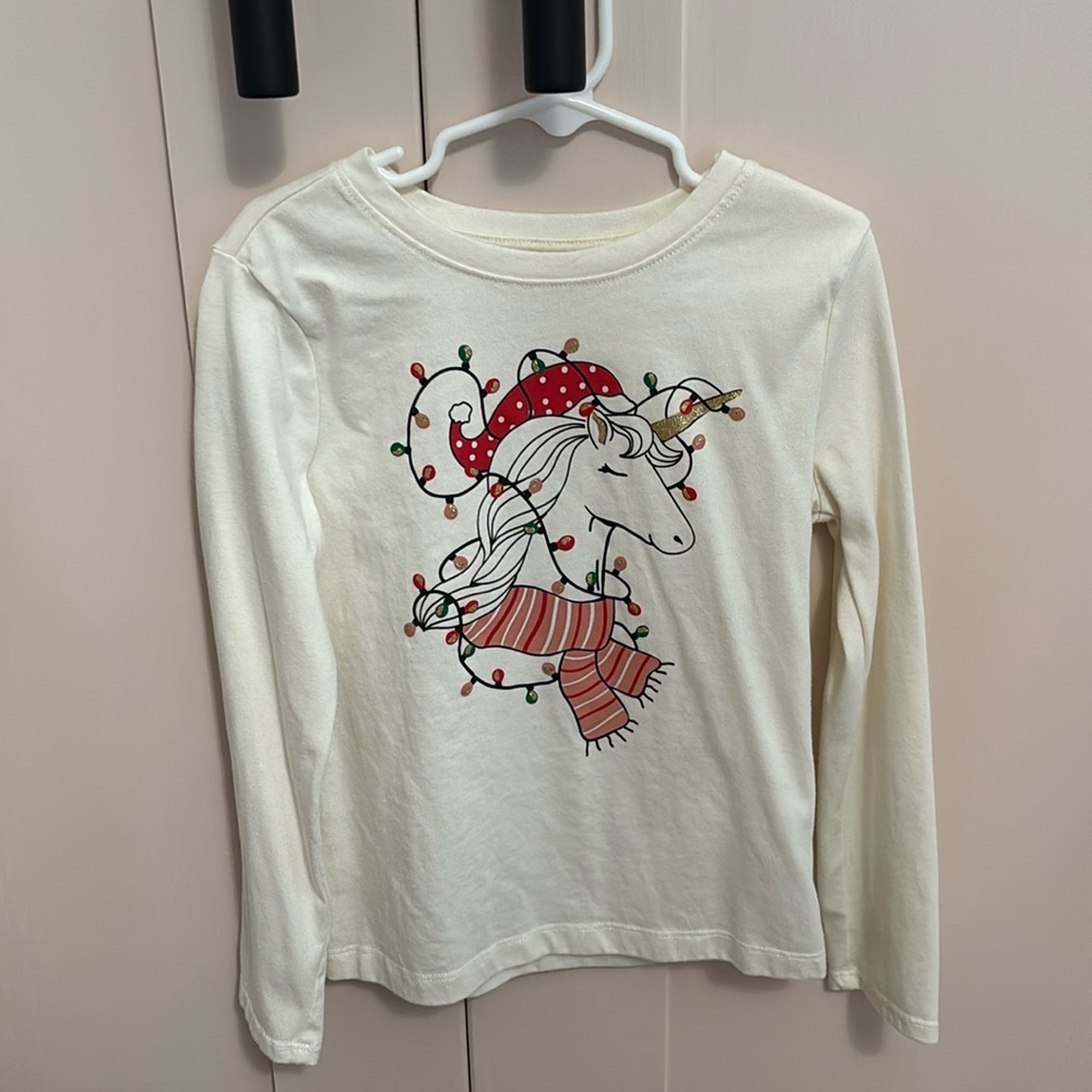 Holiday Time Christmas Unicorn Long Sleeve Shirt Size 6/6x